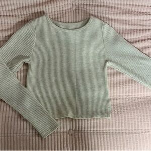 PacSun Cream Ribbed Long Sleeve Top